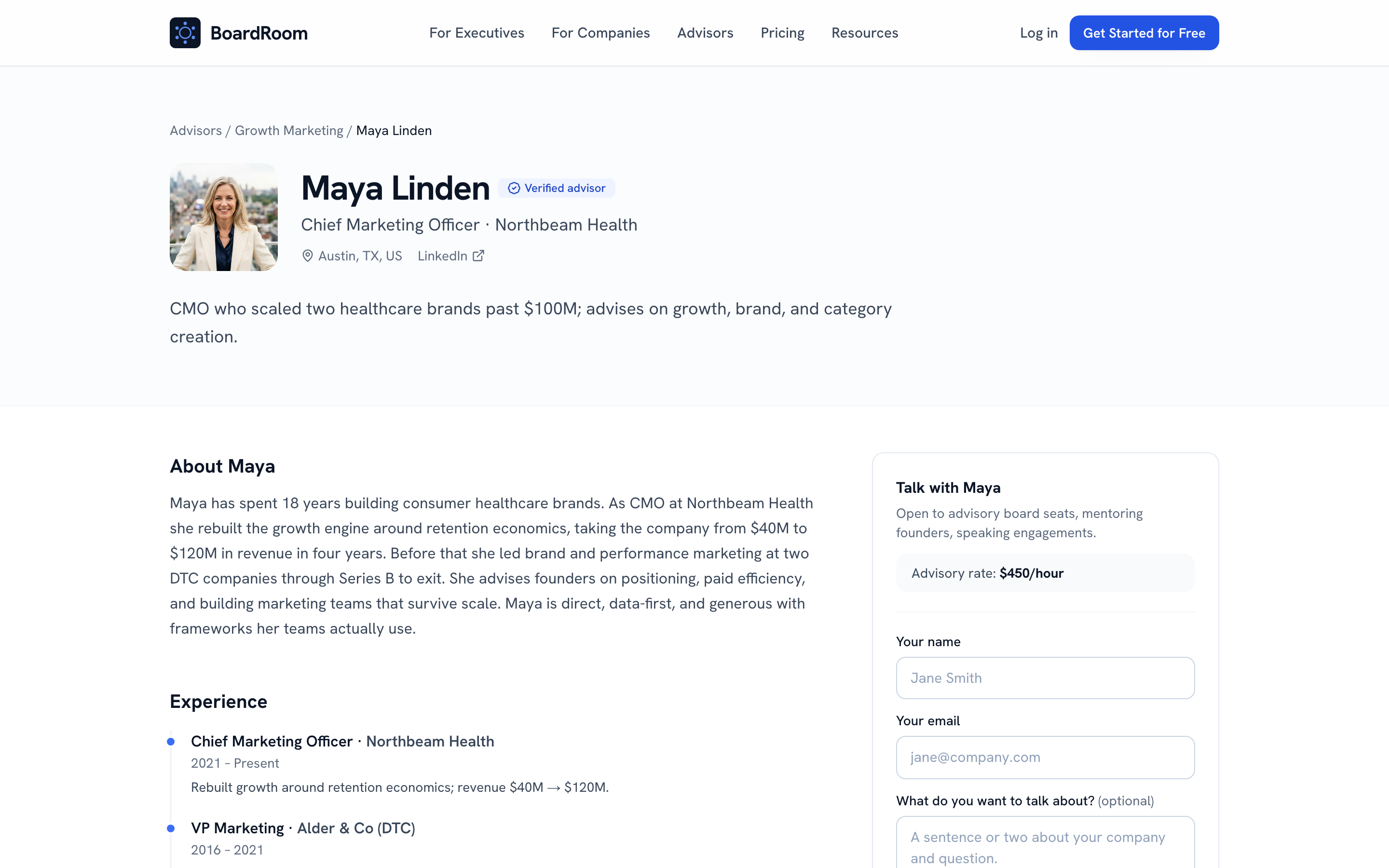 An ExecRoster executive profile